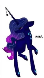 Size: 219x383 | Tagged: safe, artist:yoonah, oc, oc only, pony, unicorn, horn, horn jewelry, jewelry, looking back, raised hoof, simple background, solo, unicorn oc, white background