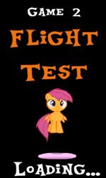 Size: 189x314 | Tagged: safe, artist:[j.b.m], scootaloo, pegasus, pony, g4, .exe, female, filly, foal, game, jumping, mare, rainbow.exe, screenshots, smiling, title card, wings, youtube link