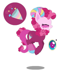 Size: 478x581 | Tagged: safe, artist:pegasister64, artist:selenaede, oc, oc only, oc:raspberry streudel, base used, female, interspecies offspring, offspring, parent:discord, parent:pinkie pie, parents:discopie, pronking, simple background, solo, transparent background