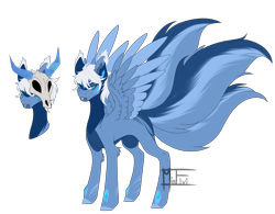 Size: 4760x3712 | Tagged: safe, artist:minelvi, oc, oc only, pegasus, pony, bust, duo, multiple tails, pegasus oc, signature, simple background, transparent background, two toned wings, wings