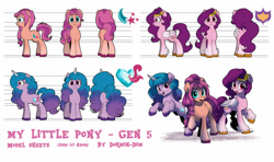 Size: 1600x945 | Tagged: safe, artist:dormin-dim, izzy moonbow, pipp petals, sunny starscout, earth pony, pegasus, pony, unicorn, g5, female, mare, model, red eyes, red-eyed pipp, reference sheet, trio