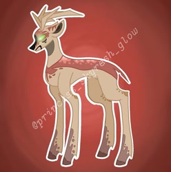 Size: 1080x1087 | Tagged: dead source, safe, artist:princess_skyresh_glow, deer, deer pony, original species, pony, antlers, glowing eyes, gradient background, ponified, scp, scp-173, solo
