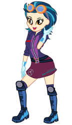 Size: 1190x2062 | Tagged: safe, artist:gmaplay, indigo zap, equestria girls, g4, racing, racing suit, simple background, solo, transparent background