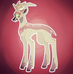 Size: 1080x1088 | Tagged: dead source, safe, alternate version, artist:princess_skyresh_glow, deer, deer pony, original species, pony, antlers, glowing eyes, gradient background, ponified, scp, scp-173, solo