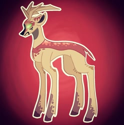 Size: 1080x1088 | Tagged: dead source, safe, alternate version, artist:princess_skyresh_glow, deer, deer pony, original species, pony, antlers, glowing eyes, gradient background, ponified, scp, scp-173, solo
