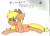 Size: 1014x739 | Tagged: safe, artist:cmara, applejack, earth pony, pony, g4, :t, applejack's hat, bored, cowboy hat, female, hat, lying down, mare, prone, raised hoof, simple background, solo, traditional art, white background