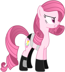 Size: 1450x1601 | Tagged: safe, artist:muhammad yunus, oc, oc only, oc:annisa trihapsari, earth pony, pony, g4, angry, clothes, crossover, female, grin, mare, not rarity, pink body, pink hair, simple background, smiling, solo, star wars, transparent background, vector