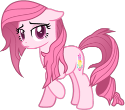 Size: 1003x885 | Tagged: safe, alternate version, artist:muhammad yunus, oc, oc only, oc:annisa trihapsari, earth pony, pony, g4, yakity-sax, alternate hairstyle, earth pony oc, female, floppy ears, looking at you, mare, not rarity, pink body, pink hair, sad, sad pony, simple background, solo, transparent background, vector