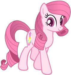 Size: 1204x1265 | Tagged: safe, artist:muhammad yunus, oc, oc only, oc:annisa trihapsari, earth pony, pony, g4, earth pony oc, female, looking at you, mare, not rarity, pink body, pink hair, simple background, smiling, solo, transparent background, vector
