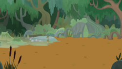 Size: 2264x1274 | Tagged: safe, anonymous artist, edit, edited screencap, screencap, g4, growing up is hard to do, background, bog, forest, mud, mud edit, no pony, quicksand, scenery