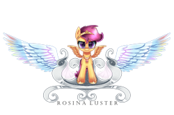 Size: 1920x1274 | Tagged: safe, artist:opal_radiance, scootaloo, pegasus, pony, g4, crown, cute, cutealoo, female, filly, hoof boots, jewelry, looking at you, necklace, regalia, smiling, smirk, solo, throne, tiara