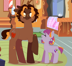 Size: 1280x1165 | Tagged: safe, artist:teafrown, oc, oc only, oc:berry twist, oc:burned pumpkin, earth pony, pony, brother and sister, colt, duo, female, filly, freckles, male, offspring, parent:cheese sandwich, parent:maud pie, parents:maudwich, siblings