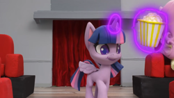 Size: 1920x1080 | Tagged: safe, screencap, twilight sparkle, alicorn, pony, g4.5, hat in the way, my little pony: stop motion short, food, magic, popcorn, solo, stop motion, twilight sparkle (alicorn)