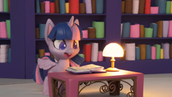 Size: 1920x1080 | Tagged: safe, screencap, twilight sparkle, alicorn, pony, book filled adventure, g4, g4.5, my little pony: stop motion short, book, lamp, solo, stop motion, twilight sparkle (alicorn)