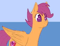 Size: 2208x1696 | Tagged: safe, artist:modera, scootaloo, pegasus, pony, g4, animated, cute, cutealoo, cutie mark, eye shimmer, happy, smiling, solo, the cmc's cutie marks