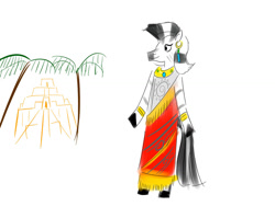 Size: 1024x768 | Tagged: safe, artist:horsesplease, zecora, zebra, anthro, g4, babylon, babylonian, clothes, doodle, dress, history, pun, ziggurat