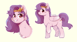 Size: 2000x1084 | Tagged: safe, artist:twinkesus, pipp petals, pegasus, pony, g5, adorapipp, cheek fluff, chest fluff, cute, female, grin, looking at you, mare, raised hoof, red eyes, red-eyed pipp, simple background, smiling, solo, teeth, white background