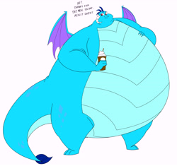 Size: 11193x10528 | Tagged: safe, artist:princebluemoon3, princess ember, dragon, g4, absurd resolution, dragoness, dragonlard ember, fat, female, milkshake, morbidly obese, obese, simple background, small head, solo, white background