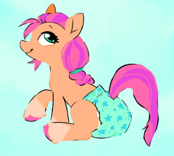 Size: 1280x1152 | Tagged: safe, artist:onc3l3rphobix, sunny starscout, earth pony, pony, g5, abstract background, adult foal, cute, diaper, diaper fetish, fetish, non-baby in diaper, solo