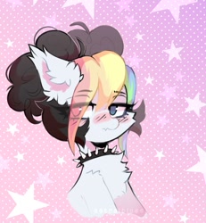 Size: 892x964 | Tagged: safe, artist:astralblues, oc, oc only, bat pony, pony, alternate hairstyle, blushing, chest fluff, cute, ear fluff, female, floppy ears, fluffy, mare, pigtails, ponytail, shy, smiling, solo, stray strand, three quarter view, twintails