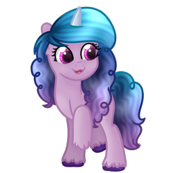 Size: 2000x2000 | Tagged: safe, artist:violight, izzy moonbow, pony, unicorn, g5, cute, female, high res, izzybetes, open mouth, raised hoof, simple background, solo, transparent background, unshorn fetlocks