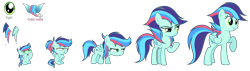 Size: 9880x2824 | Tagged: safe, artist:galaxyswirlsyt, oc, oc:rainbow blitzes, pony, 5-year-old, absurd resolution, age progression, baby, baby pony, female, filly, mare, offspring, parent:rainbow dash, parent:soarin', parents:soarindash, simple background, teenager, transparent background
