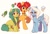 Size: 3350x2297 | Tagged: safe, artist:orchidpony, oc, oc only, oc:chip, oc:fiddleleaf, oc:pompom, earth pony, pegasus, pony, unicorn, cutie mark, eye clipping through hair, female, high res, jewelry, looking at you, necklace, open mouth, simple background, smiling, smiling at you, trio, white background