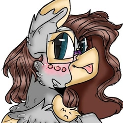 Size: 612x612 | Tagged: safe, artist:cocolove2176, oc, oc only, pegasus, pony, :p, blushing, bust, chest fluff, female, glasses, mare, pegasus oc, simple background, solo, tongue out, white background, wings