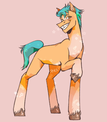 Size: 920x1048 | Tagged: safe, artist:scatterbraindd, hitch trailblazer, earth pony, pony, g5, cute, looking at you, male, raised hoof, simple background, smiling, solo, stallion, unshorn fetlocks