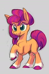 Size: 1239x1874 | Tagged: safe, artist:ninedoodles, sunny starscout, earth pony, pony, g5, female, mare, raised hoof, sketch, smiling, solo
