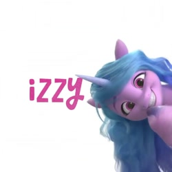 Size: 720x720 | Tagged: safe, edit, edited screencap, screencap, izzy moonbow, pony, unicorn, g5, name