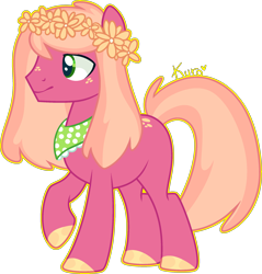 Size: 2072x2169 | Tagged: safe, artist:kurosawakuro, oc, oc only, pony, base used, floral head wreath, flower, high res, male, offspring, parent:big macintosh, parent:cheerilee, parents:cheerimac, simple background, solo, stallion, transparent background