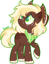 Size: 2377x3083 | Tagged: safe, artist:kurosawakuro, oc, oc only, earth pony, pony, base used, female, hat, high res, mare, offspring, parent:applejack, parent:trouble shoes, parents:troublejack, solo