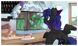 Size: 5000x3000 | Tagged: safe, artist:lionbun, oc, oc:new moon, alicorn, bearded dragon, marten, pony, reptile, birthday, commission, female, filly, mare, pets