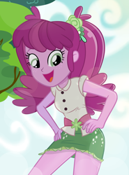 Size: 1280x1729 | Tagged: safe, artist:daarkenn, cheerilee, equestria girls, clothes, female, hand on hip, open mouth, shirt, skirt, solo, tree