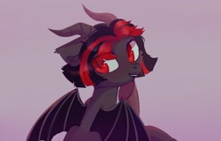 Size: 2048x1309 | Tagged: safe, artist:raily, oc, oc only, bat pony, pony, horns, solo, spread wings, wings