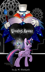 Size: 1200x1920 | Tagged: safe, artist:mcshelster, twilight sparkle, alicorn, pony, fanfic:worlds apart: the chosen of the prognosticus, g4, count bleck, fanfic, fanfic art, fanfic cover, super paper mario, tippi, twilight sparkle (alicorn)