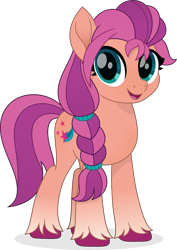 Size: 4491x6351 | Tagged: safe, artist:inaactive, sunny starscout, earth pony, pony, g4, g5, absurd resolution, braid, cute, female, g5 to g4, looking at you, mare, movie accurate, open mouth, simple background, solo, sunnybetes, transparent background, unshorn fetlocks, vector