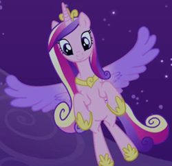 Size: 994x961 | Tagged: safe, screencap, princess cadance, alicorn, pony, g4, twilight's kingdom, belly, colored wings, concave belly, cropped, crown, eyelashes, female, flying, from below, gradient wings, hoof shoes, jewelry, long mane, mare, night, outdoors, peytral, princess shoes, regalia, sky, slender, solo, spread wings, thin, wings, you'll play your part