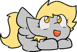 Size: 334x226 | Tagged: safe, artist:zutcha, derpy hooves, pegasus, pony, g4, cute, derpabetes, female, mare, ponyloaf, simple background, smiling, solo, white background