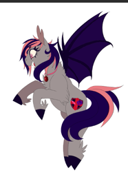 Size: 385x518 | Tagged: safe, artist:shirofluff, oc, oc only, oc:galaxy rose, bat pony, pony, fallout equestria, amulet, colored, flat colors, jewelry, simple background, solo, white background, wip