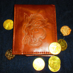 Size: 3474x3474 | Tagged: safe, alternate version, artist:malte279, part of a set, princess celestia, g4, coin, craft, high res, leather, pyrography, traditional art, wallet