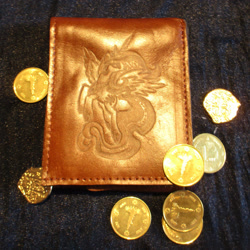 Size: 1024x1024 | Tagged: safe, artist:malte279, part of a set, princess celestia, g4, coin, craft, leather, pyrography, traditional art, wallet