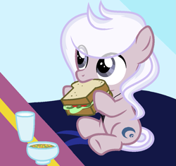 Size: 973x915 | Tagged: safe, artist:lominicinfinity, oc, oc only, oc:moon dust, pony, colt, food, male, sandwich, solo