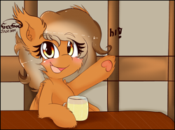 Size: 2801x2084 | Tagged: safe, artist:freefraq, oc, oc only, oc:ginger beer, pegasus, pony, alcohol, beer, cute, high res, solo, wave