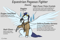 Size: 6000x4000 | Tagged: safe, artist:flashnoteart, soarin', pegasus, pony, g4, clothes, concept art, goggles, male, military uniform, raised hoof, sitting, sketch, uniform, weapon, wings