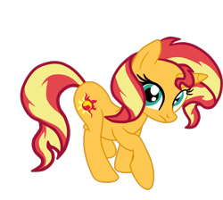 Size: 1446x1295 | Tagged: safe, artist:gmaplay, sunset shimmer, pony, unicorn, equestria girls, g4, backwards cutie mark, confused, cute, female, looking at you, ponified, simple background, solo, transparent background, vector