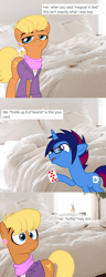 Size: 688x1800 | Tagged: safe, artist:brony-works, artist:earth_pony_colds, artist:supermark, ms. harshwhinny, oc, oc:marquis majordome, g4, bedroom, card, comic, dialogue, magic trick, meme