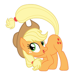 Size: 1455x1465 | Tagged: safe, artist:gmaplay, applejack, earth pony, pony, g4, applejack's hat, cowboy hat, female, hat, looking up, open mouth, raised tail, simple background, solo, tail, transparent background, vector