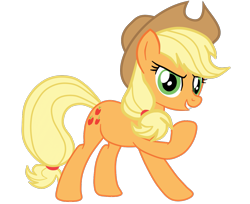 Size: 1363x1114 | Tagged: safe, artist:gmaplay, applejack, earth pony, pony, g4, applejack's hat, cowboy hat, female, hat, looking at you, simple background, solo, teeth, transparent background, vector